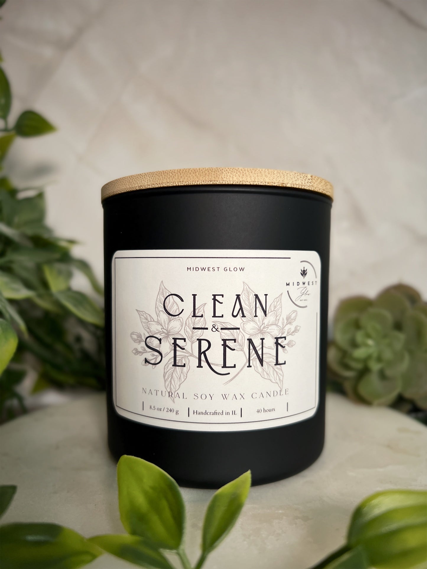 NEW Clean And Serene Natural Soy Candle By Midwest Glow