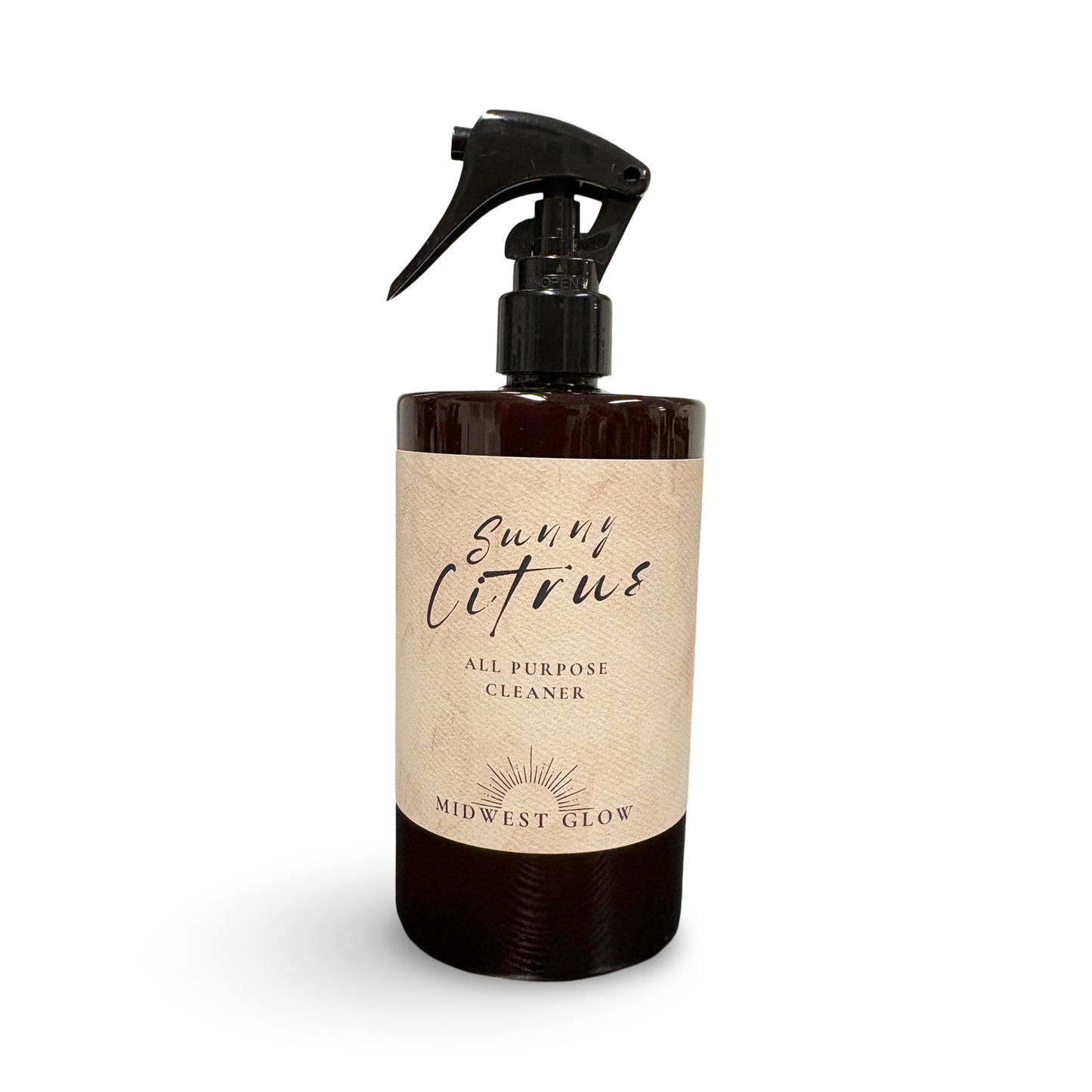 All-purpose cleaner bottle with a black spray nozzle on a white background