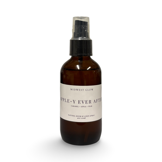 Brown spray bottle with a label on a white background