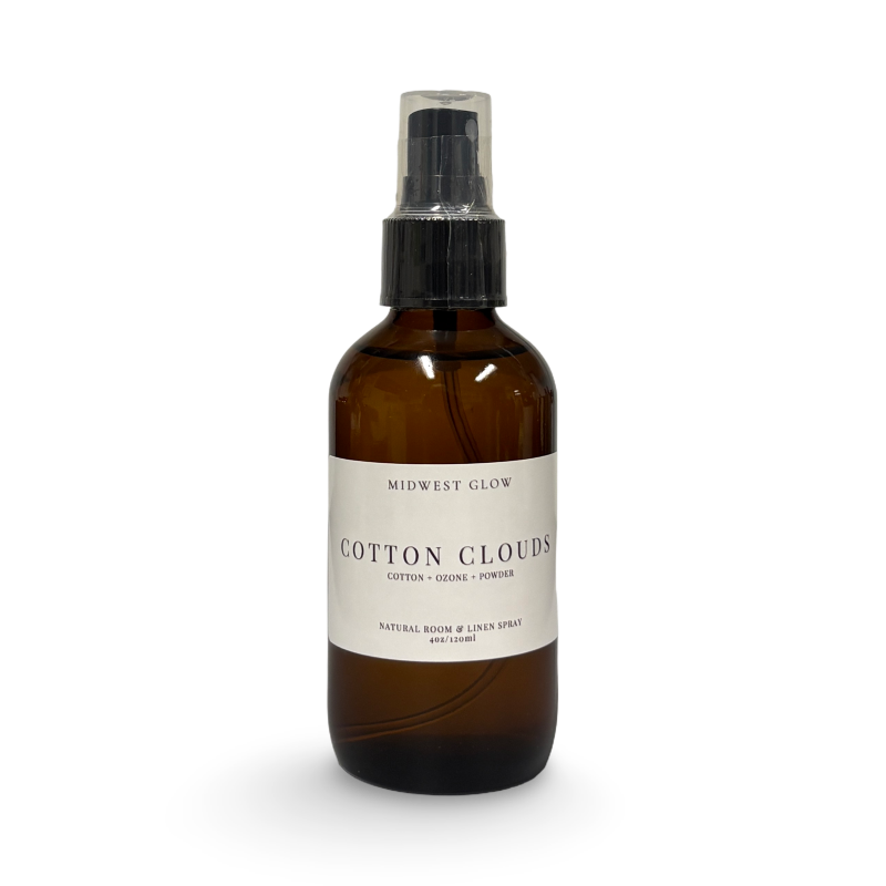Amber glass bottle with a label on a white background