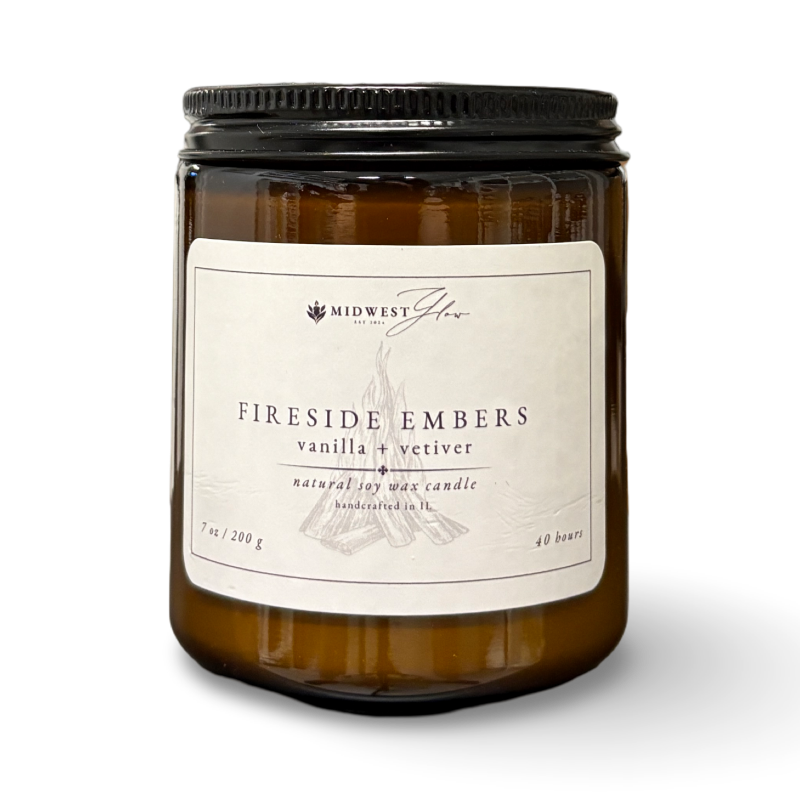 Candle jar with label on a white background