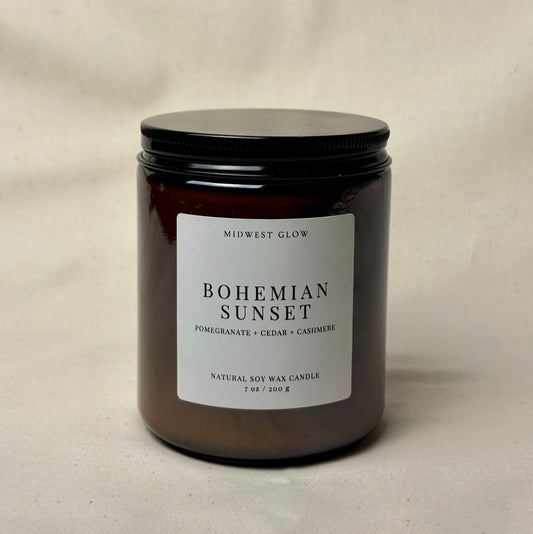 Bohemian Sunset - Pomegranate, Cedar and Cashmere Scented Soy Candle