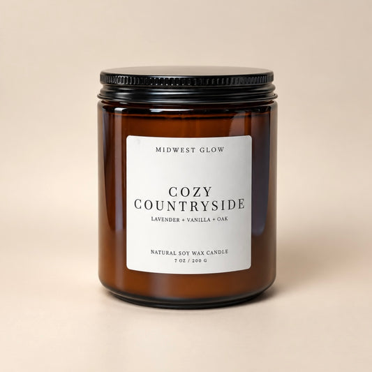 Cozy Countryside - Lavender and Vanilla Scented Soy Candle