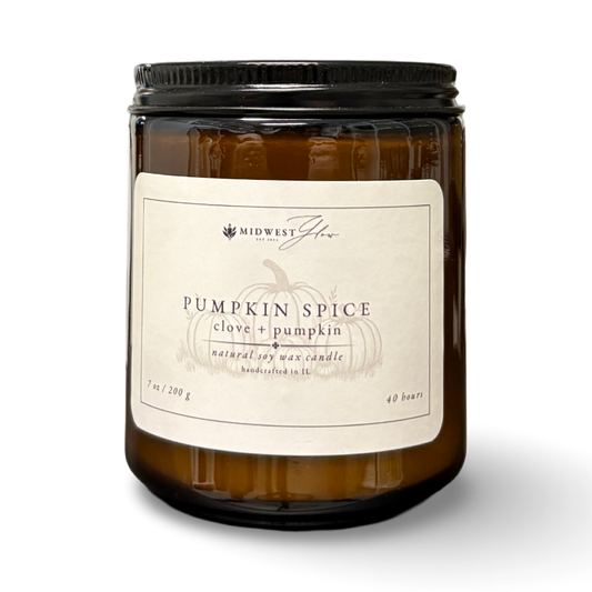 Candle with a label on a white background