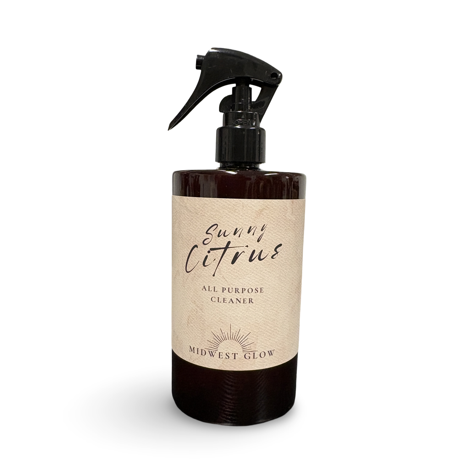 All-purpose cleaner bottle with a black spray nozzle on a white background